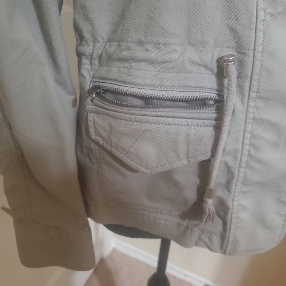 Tommy Hilfiger  Jacket Khaki Zip Button Down Pockets Drawstring - Picture 5 of 9